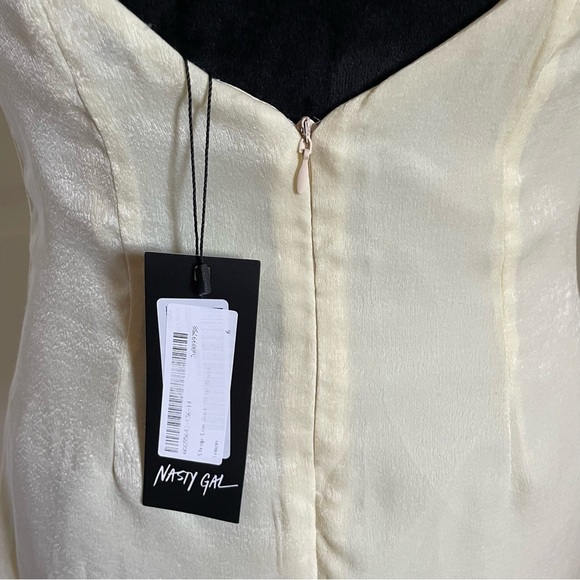 Nasty Gal Collection Cream Strap Low Back Slip Satin Lined Mini Dress NWT Size 2 - Picture 9 of 12